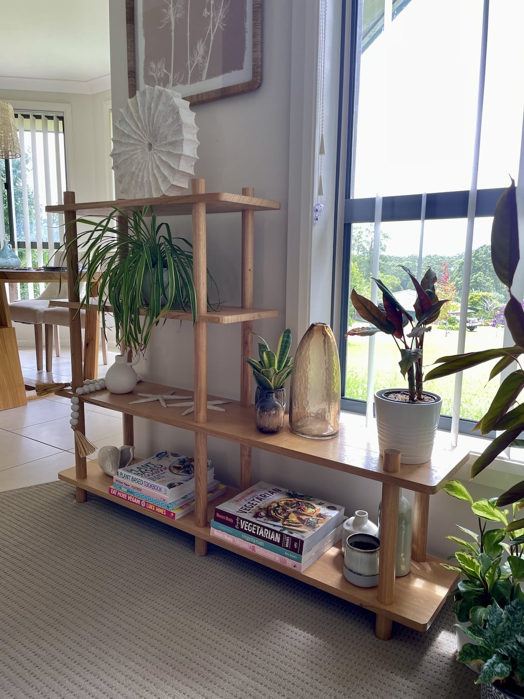 Right side view of the Tasmanian Oak bookshelf in the clients home