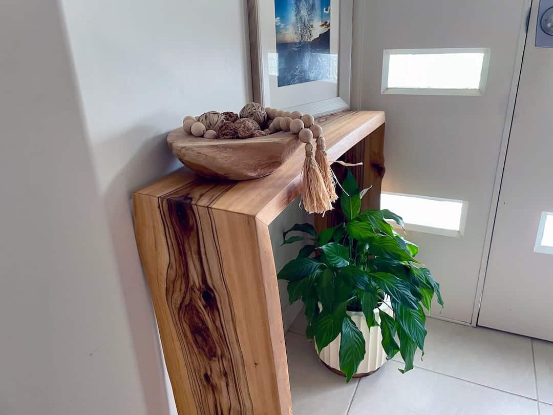 custom-console-table-view-2 Custom made entry console table made to fit to the right of the front door