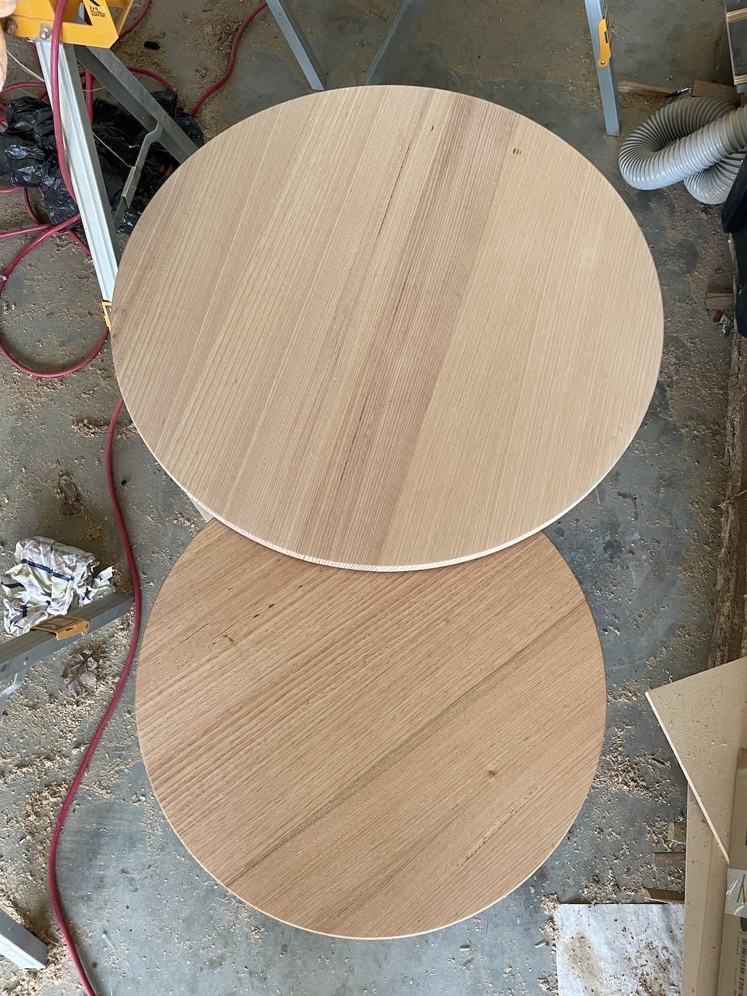 Nested coffee tables sanded and ready for oil finish