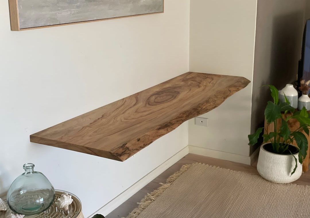 custom-made-study-nook-desk-view-1 Floating study nook installed showing the beautiful timber grain in the client home