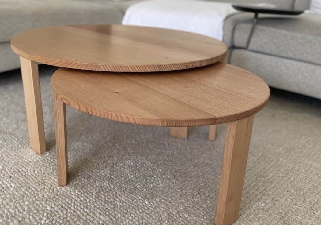 Close us photo of the custom made Tasmanian Oak coffee tables