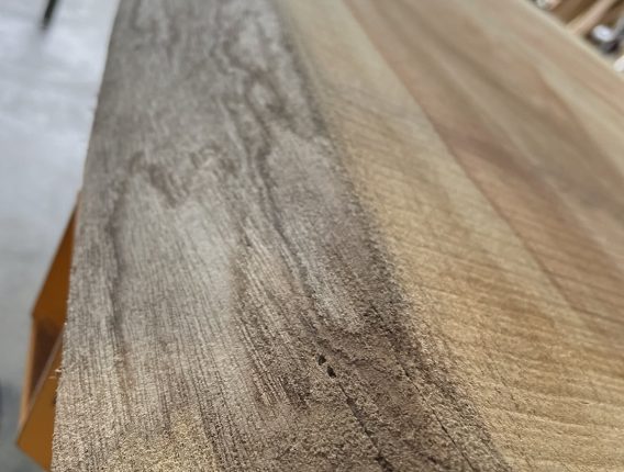 handmade-custom-live-edge-dining-table-make-3 Dining table edge debarking completed