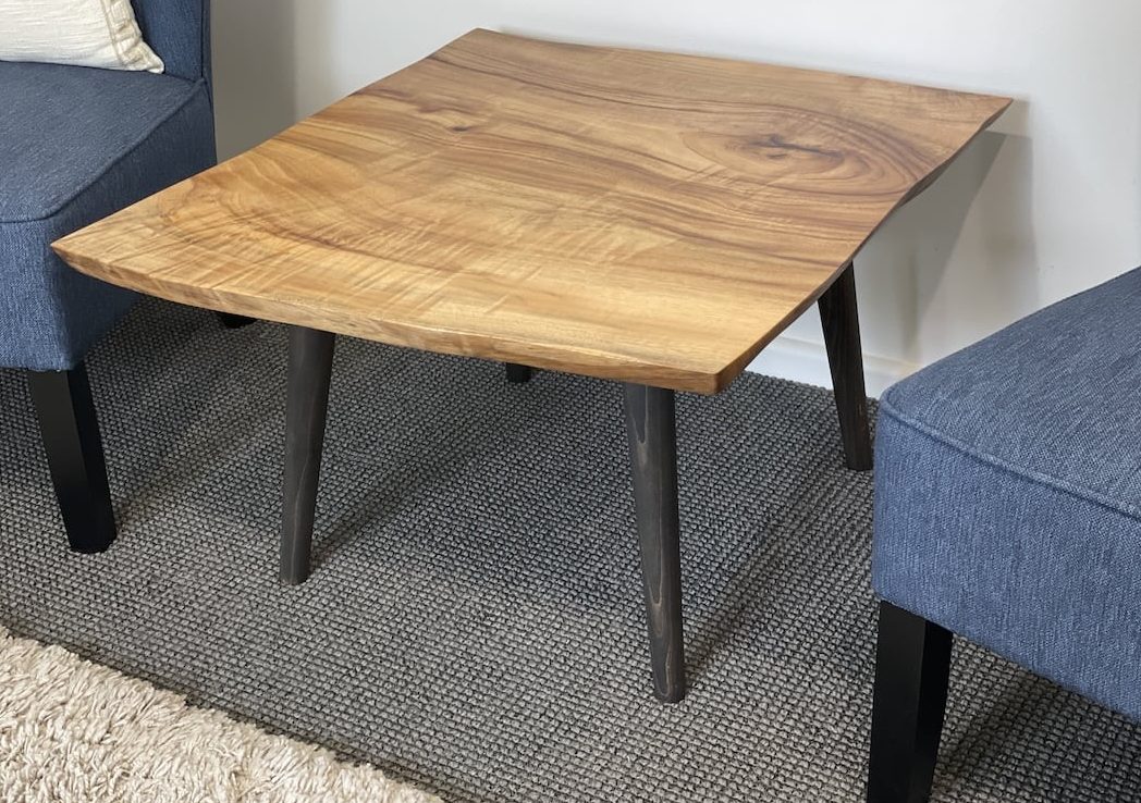 small-custom-made-coffee-table-view-3 side view of the coffee table in the clients practice